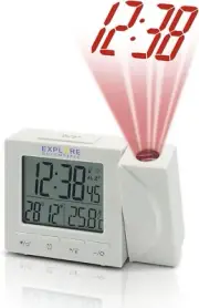Explore Scientific Radio Controlled Projection Alarm Clock - Black or White
