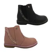 Girls Shoes Miss Sachi Marley Boots Leather Ankle Length Zip side Elastic