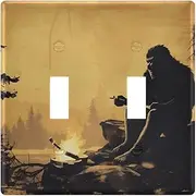 AIXIWAWA Switch Plate Camping Sasquatch Print, 1 Pack Home Decor Wall Plates 2-gang with Screw Size 4.56x4.48x0.27 in