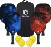 Pickleball Paddles Set of 2/4, 4 Indoor Outdoor Pickleball Balls, Fiberglass Sur