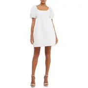 Endless Rose Texture Puff Sleeve Mini Dress in White at Nordstrom, Size Small