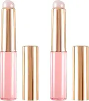 Silicone Lip and Concealer Makeup Brush Set, 2Pcs Round Head Lipstick Applicator With Dust Cap, Pink