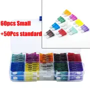 110 Pcs Assorted Car Mini Blade Fuse Auto Car Motorcycle SUV FUSES kit Insurance