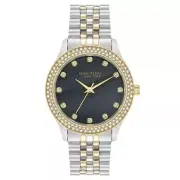 Anne Klein 12/7743BMTT Women's Crystal Accent Black MOP Dial Watch NEW 36MM