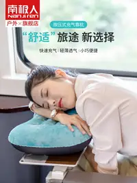 在飛比找樂天市場購物網優惠-南極人旅行枕便攜充氣枕頭坐火車趴睡午睡吹氣護腰枕戶外靠枕腰