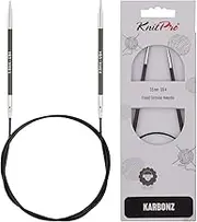 KnitPro 60 cm x 3.5 mm Karbonz Fixed Circular Needles, Black and Silver