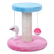 Cat Kitten Sisal Scratch Post Furry Bed Pet Activity Toys with Mouse Bells