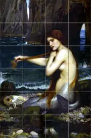Art John William Waterhouse Mermaid Mural Ceramic Backsplash Bath Tile #902