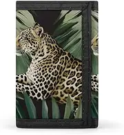 [LQPMNK] Trifold Wallet, Leopard Palm Leaf Print Wallet with Multiple Slots Elegant Wallet Business Wallet Travel Wallet Multi-pocket Wallet, style, One size, Minimalist
