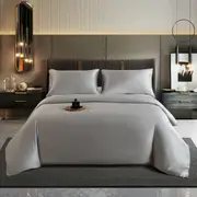 Grey Bamboo Lyocell Duvet Set in Silver