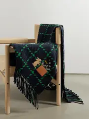 [LOEWE] LOEWE - + Suna Fujita Checked Wool-blend Blanket - Navy - One size One size Blue