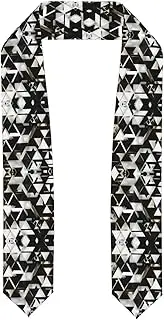 [SKKNT] Fashion Modern Black White Gold Triangle Print Graduation Shawl Stole For Academic Commencements Honor Sash Congratulations