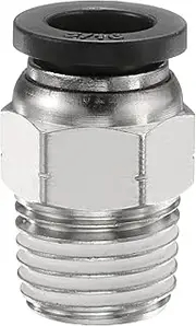 uxcell Push to Connect Fittings 5/16" Tube OD x 1/4" NPT Thread Male Straight Union Fittings Copper Quick Connect Pneumatic Fittings for Semi Truck Trailers Air Brake System, Black