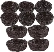 MOLUCKFU 10pcs Mini Resin Bird Nest Ornaments Realistic Faux Birds with Eggs for Easter Decor Home Art Wedding Decorations and DIY Craft Projects