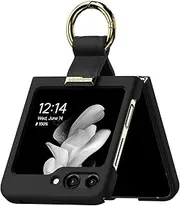 GOOSPERY Goosepry Ring Holder Case Compatible with Galaxy Z Flip 5 Case, Slim Thin Solid Pastel Sturdy Hard PC for Extra Protection Case for Z Filp5 5G 2023, Black