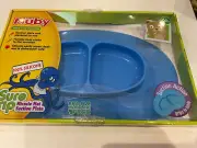 NIP Nuby Sure Grip Miracle Mat 2-Section Plate Blue Baby Toddler Silicone