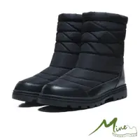 在飛比找ETMall東森購物網優惠-【MINE】真皮防水機能防寒保暖時尚造型雪靴 黑