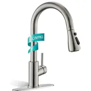 Commercial Nickel Kitchen Sink Faucet Pull Out Mixer Tap Single Handle Sprayer