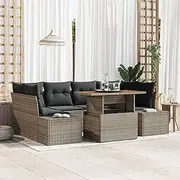 Grey Poly Rattan Outdoor Sofa Couch - Garden Lounge Furniture with Cushions for Balcony, Reading, and Rest (6 Seating Capacity)