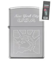 Zippo 2118 Statue of Liberty New York City Chrome Lighter + FLINT PACK