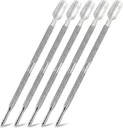 5-Piece Dual-Sided Cuticle Pusher Set - Professional Stainless Steel Manicure Pedicure Nail Care Tools
