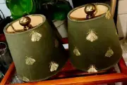 Small Cooper, Lampshades 2 quantity, green w/gold bees | eBay