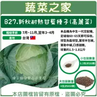 在飛比找樂天市場購物網優惠-【蔬菜之家】B27.新秋耐熱甘藍種子(高麗菜)(共有2種包裝