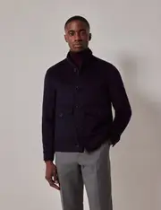 Hawes & Curtis Navy Wool Harrington Jacket Size: 44 (EU 54)