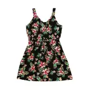 West Loop Women's Drawstring Dress Floral Drawstring Waist Dress Size XL New