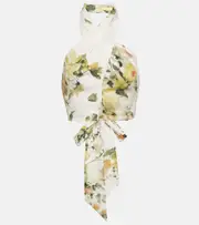 [Erdem] Erdem Floral linen halterneck top AU 16 white