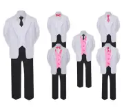 Formal Black White Suit Set Coral Bow Tie Neck Tie Vest Boys Baby Toddler Teens