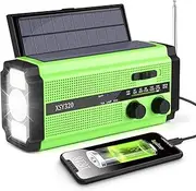 MILFECH Solar Radio, AM/FM Crank Radio, Portable Emergency Radio with 5000 mAh Rechargeable Battery, 3 Modes LED Torch, LED Reading Lamp, SOS Alarm and Hand Crank Dynamo for Camping, Travel (Green)