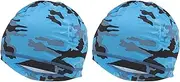 [X AUTOHAUX] Cycling Hat Sweat Wicking Breathable Hard Hat Liner Milk Silk Fabric Ice Feeling Aid Blue 24x19cm One Size 2 Pcs