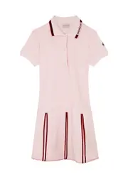 Moncler Kids Logo Piqué Cotton Dress (8-14 Years) - Pink Light - 10A (10 Years) 10A (10 years)