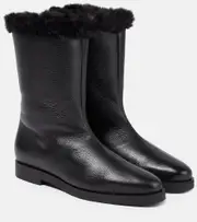 [Toteme] Toteme Faux fur-lined leather ankle boots AU 9 black