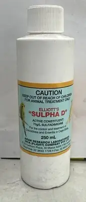 Inca Elliott Sulpha D Control Coccidiosis & Enteritis For Birds 250ml
