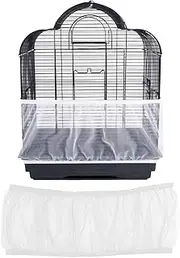 AIMALL Shell Skirt Mesh Cover Pet Bird Cage Guard Nylon Net Seed Catcher S/M/L Black, Stretchable for Various Cage Circumferences