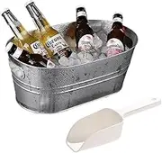 Galvanized Ice Bucket,Large Galvanized Tubs,Drink Barrel with Carry Handles,Portable Storage Container,Beverage Tub with Shovel,for Party,Beach,Home,Bar,Picnic