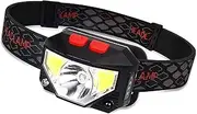 Headlamp Flashlight, 1500Lumen USB Rechargeable LED Headlight with Battery Indicator, COB Ultra-Light Bright Waterproof 8Modes Motion Sensor Work Light with Red Light (1 PCS)