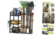Garden Tool Organizer with Basket, 3 Tier Yard Tool Storage Rack for Large