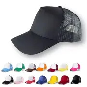Plain Trucker Cap Hat Unisex Adjustable Mesh Baseball Promotional Various Colors