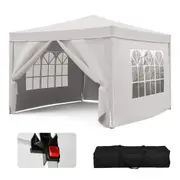 3x3m Pop Up Folding Tent Gazebo Marquee Canopy Outdoor Wedding Camping with Side Wall White