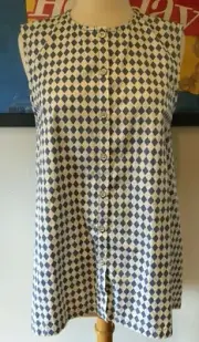 SASS & BIDE BNWT Nickel & Name Denim Diamond Print Sleeveless Tie Back Top 38 8