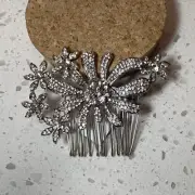 L. Erickson Crystal Silver Comb Floral Bridal Flowers OS Accessory wedding Bride