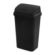 Sterilite 13 Gallon Swing Top Lidded Wastebasket Kitchen Trash Can, Black 4 Pack
