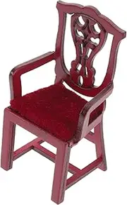 ifundom Doll House Chair Miniature Tiny Doll House Decor Mini Chair Action Figure Accessories Home Accessories Crafts for Chairs 1/12 Scale Doll Chair Retro Mini Wooden Red