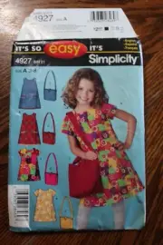 Simplicity 4927 Easy Girls Dress & Bag Sewing Pattern Uncut Size 3-8