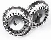 2 Pack Kitchen Stainless Steel Sink Waste Strainer Plug Drain Stopper Basket Filter