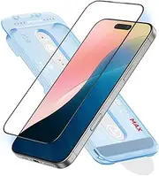 FLOLAB NanoArmour ONETIME MAX for iPhone 16 Pro Screen Protector: Clear Anti-Blue Light Screen Protector,Infinity Edge, Military-Grade Tempered Glass, Durable, Easy Install, Dust-Free