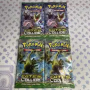 4 Pokemon XY Fates Collide Booster Packs - 4 Packs SEALED As Pictured.